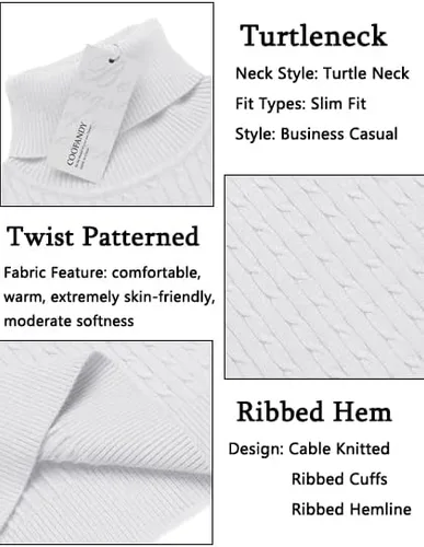 Vista 5 de Coofandy Suéter de punto con cuello alto para hombre, estilo casual, con patrón torcido, para hombre