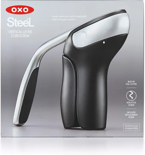 Vista 11 de OXO Sacacorchos de Palanca Vertical de Acero con Cortador de Papel de Aluminio Extraíble