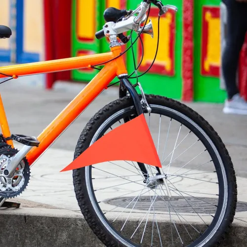 Vista 4 de Operitacx 5 banderas de seguridad para bicicleta sin poste, bandera de repuesto para remolque de bicicleta, bandera de seguridad para bicicletas a