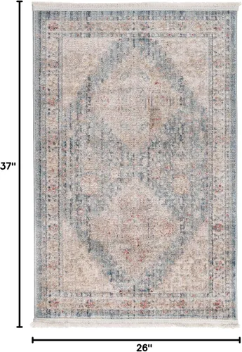 Vista 2 de Unique Loom Noble Collection - Alfombra de área Elizabeth (2' 2" x 3' 1" Rectángulo, Azul/Beige)