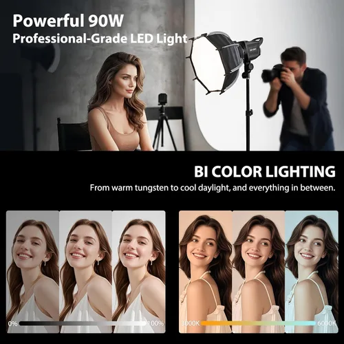 Vista 9 de Kit de iluminación Softbox, 12"/30cm 2700-6500K LED luz de video