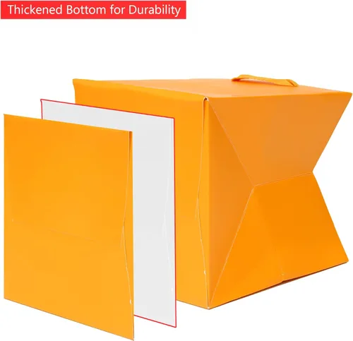 Vista 4 de Bolsa de regalo de papel naranja de 4 pulgadas Caja de papel Bolsas de papel kraft pequeñas con fondo cuadrado con asas para boda, baby shower