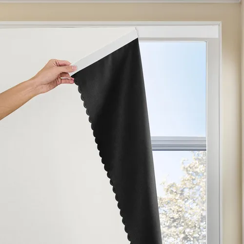 Vista 7 de JILRON Cortina adhesiva 100% opaca, sin taladro, fácil de instalar para persianas de dormitorio, bloqueo de luz