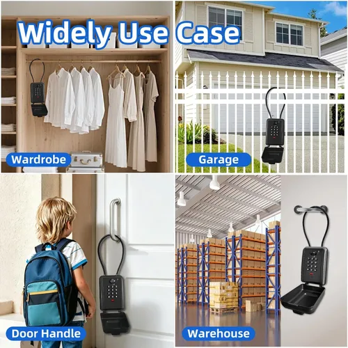 Vista 7 de Caja de seguridad flexible de acero para Airbnb, caja de bloqueo de bienes raíces de combinación de 12 dígitos para llaves con código, resistente a