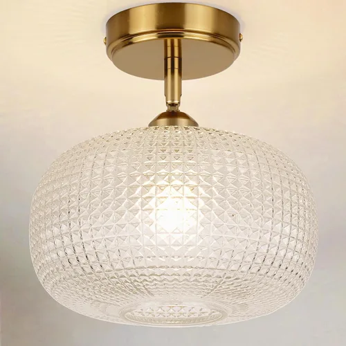 Vista 12 de Lámpara de techo de vidrio de leche blanca, iluminación de montaje al ras de 13.8 pulgadas para dormitorio, pasillo, cocina y comedor, diseño