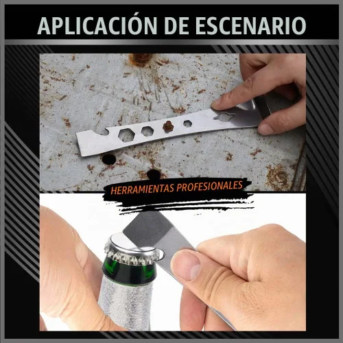 Vista 6 de HORUSDY Juego de 2 barras de palanca raspadoras, barras de palanca planas de acero inoxidable con función de destornillador hexagonal, extractor