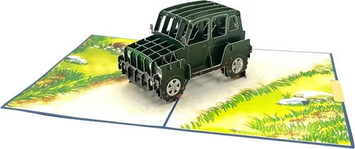 Vista 3 de Tarjeta de felicitación desplegable, de aventura todoterreno, todoterreno, SUV, amante de Jeep, tarjeta de naturaleza, viaje por carretera