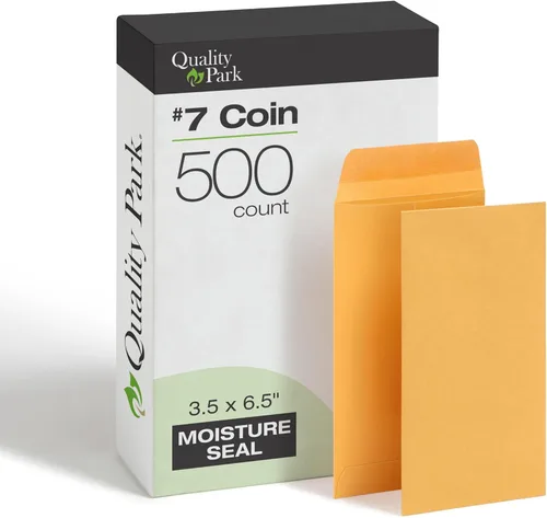Vista 8 de Quality Park Sobres de monedas de 2-1/2 x 4-1/4, sobres de monedas #3, paquete de 500, con solapa engomada, papel kraft marrón de 28 libras