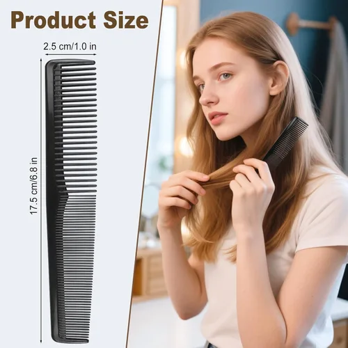 Vista 2 de Peines envueltos individualmente, 100 peines de plástico a granel, color negro, 2 peines para el cuidado del cabello, peine desechable a granel
