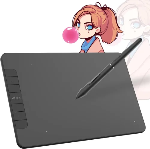 Vista 9 de VEIKK Tableta de dibujo VK640, tableta OSU de 6 x 4 pulgadas con lápiz capacitivo sin batería, tableta gráfica digital para Android Windows, Mac