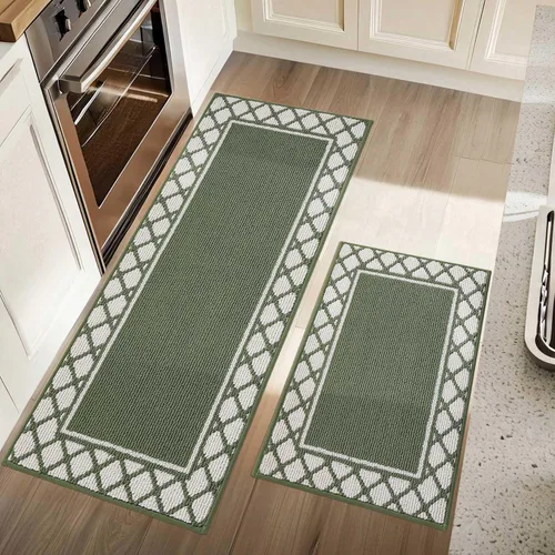 Vista 12 de COSY HOMEER Juegos de 2 Alfombras de Cocina Lavables Antideslizantes Tapetes de Cocina para Piso Absorbentes Alfombra Corredor de Cocina