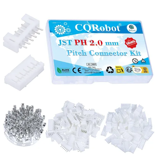 Vista 104 de CQRobot JST EL 4.5 mm de paso 2 pines conector electrónico IC macho, enchufes hembra carcasa y kit de terminales de crimpado en T macho/hembra. 50