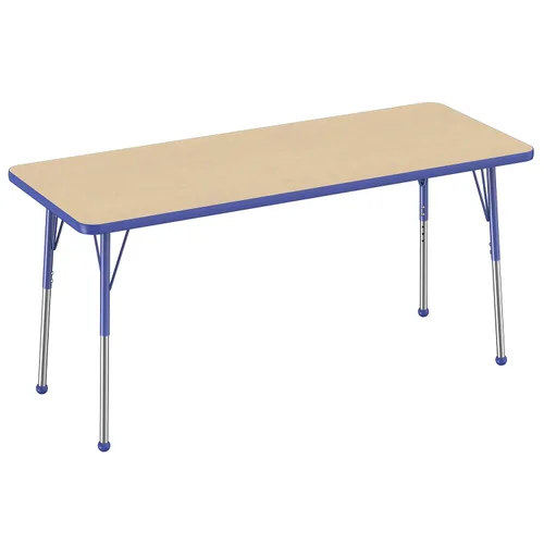 Vista 128 de FDP - Mesa rectangular para actividades escolares y de oficina (24 x 36 pulgadas), patas estándar con deslizadores giratorios, altura ajustable