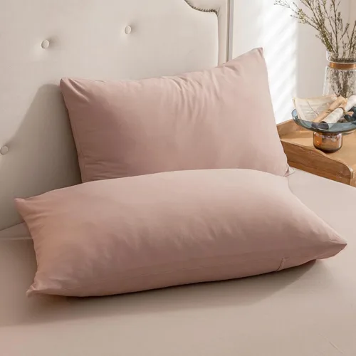 Vista 16 de PURE ERA Fundas de almohada de punto jersey 100% algodón tipo camiseta, súper suaves, cómodas, transpirables, juego de 2, estándar 20" x 26", rayas