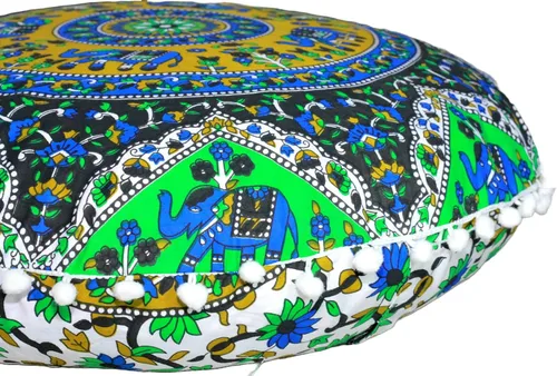 Vista 15 de CRAFT KALA - Funda de cojín redonda de 22" con mandala bohemio para meditación, para sala, asientos, pufs, para sala de estar, sala de yoga, hogar