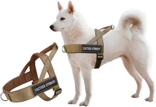 Vista 13 de Arnés para perro, chaleco ajustable mejorado a prueba de escapes, para caminar al aire libre, chaqueta suave y transpirable con tiras reflectantes