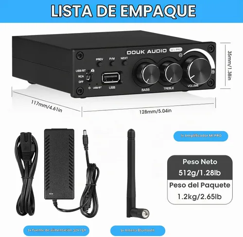 Vista 9 de Douk Audio Amplificador de potencia Bluetooth M1 PRO de 320 W, amplificador de audio de 2 canales, receptor inalámbrico, para altavoces estéreo