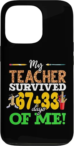 Vista 10 de My Teacher Survived 67+33 Days of Me Dab 100 Days of School Case for iPhone 17