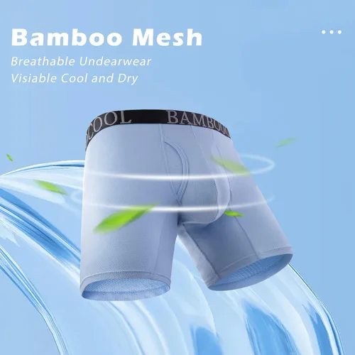 Vista 2 de BAMBOO COOL Men's Cool Breathable Mesh Underwear Moisture-Wicking Boxer Briefs Performance 4 Pack