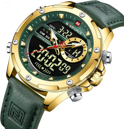 Vista 2 de AIMES Watches for Men Military Digital Sport Stylish Casual Analog Quartz Waterproof Watch Multifunction Leather Business Dress Wristwatch for Men