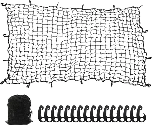 Vista 7 de Red de carga elástica resistente de 16 x 16 pulgadas que se estira a 30 x 30 pulgadas, malla de látex para caja de camión, red de amarre de equipaje