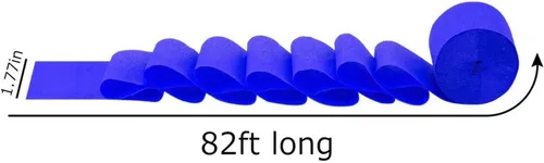 Vista 2 de Serpentinas de papel crepé azul marino, naranja, 6 rollos (82 pies por volumen)