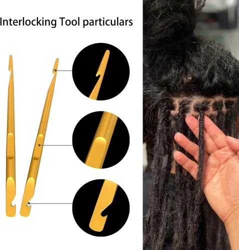 Vista 3 de Herramienta de entrelazado, para rastas Microlock, herramientas de reapriete sin esfuerzo para rastas y hermanas, peinados, agujas de ganchillo