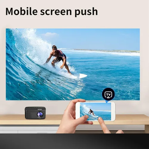 Vista 4 de Mini proyector de película, pantalla de 20 a 100 pulgadas, proyector portátil 1080P compatible con USB, portátil, teléfono, altavoz integrado