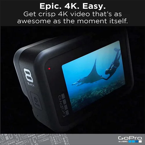 Vista 3 de GoPro HERO8 Black - Cámara de acción impermeable con pantalla táctil 4K Ultra HD Video 12MP Fotos 1080p Estabilización de transmisión en vivo