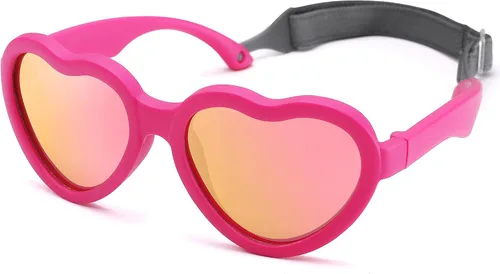 Vista 22 de Gafas de sol polarizadas flexibles en forma de corazón para bebés con correa ajustable para niños pequeños y bebés de 0 a 24 meses B9*