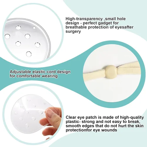 Vista 4 de 2 protectores de ojos transparentes para cirugía de cataratas, parche protector de ojos con ventilación dura con banda elástica extendida, protector