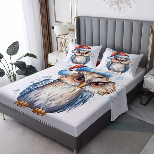 Vista 10 de Sábanas para perros tamaño individual – Sábanas y fundas de almohada de copo de nieve – 100% microfibra, estampado de alta cantidad de hilos, sábana