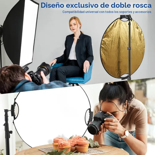 Vista 3 de WELLMAKING Reflector de 32 Pulgadas (80cm) para Fotografía, Reflector de Luz Plegable con Bolsa y Adaptador de Inclinación, Reflector de Manija 5