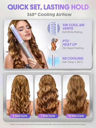 Vista 12 de SHEGLAM One Touch Airflow Styler Pro - Tecnología de aire frío 3.0 con rotación automática para rizos sin espera, rizador, rizos hinchables
