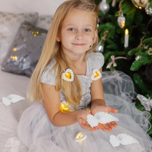 Vista 6 de Yalikop Alas de ángel de plástico 3D para manualidades, disfraz de plumas blancas, mini alas para decoración de manualidades, accesorios