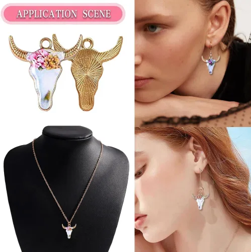 Vista 4 de Colgantes de Esmalte Chapados en Oro Vacas Encantos de Animales Metálicos para Aretes, Collares, Pulseras, Llaveros, Accesorios de Joyería DIY