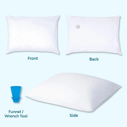 Vista 5 de Mediflow Almohada de agua alternativa de plumón, ajustable para aliviar el dolor de cuello, para dormir de lado, espalda y estómago, el inventor