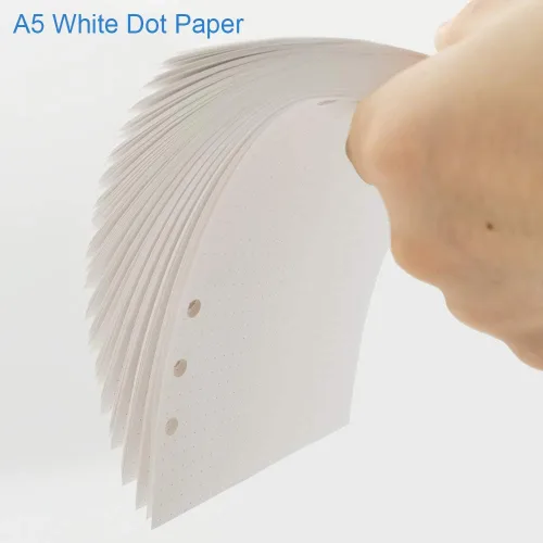 Vista 3 de Papel punteado A5, repuestos para planificador Filofax, organizador, carpetas, 6 agujeros perforados, 100 hojas/200 páginas, 100 g/m², blanco, 5.8 x