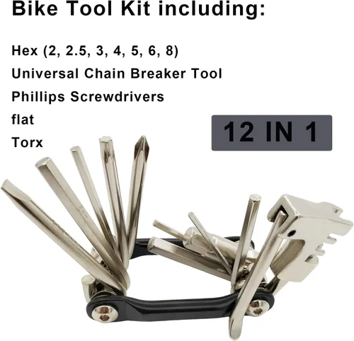 Vista 11 de WIWUE GUO - Herramienta de cadena para bicicleta, kit multiherramienta para bicicleta