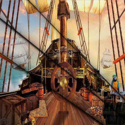 Vista 5 de Telón de fondo de barco pirata para fotografía, mapa del tesoro náutico, cubierta de madera vieja para niños y niños, suministros de feliz