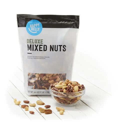 Vista 4 de Amazon Brand Happy Belly - Nueces mixtas de lujo (44 onzas) y anacardos enteros elegantes (2.75 libras)