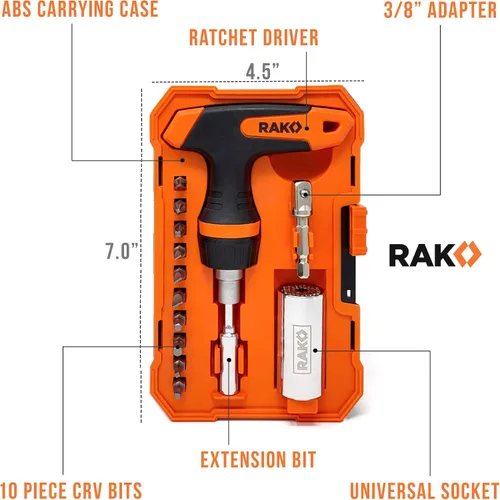 Vista 3 de RAK Universal Socket Grip (0.276 - 0.748 pulgadas) - Llave de trinquete multifunción, adaptador de taladro eléctrico de 15 piezas, conjunto