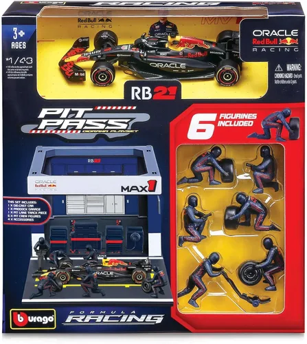 Vista 2 de Bburago 1:43 Race Formula Red Bull RB21 Pit Pass (2025), Verstappen #1