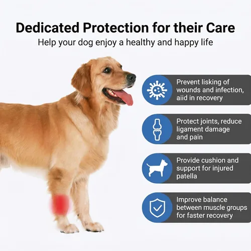 Vista 4 de Paquete de 2 protectores de codo de perro para recuperación, protección y prevención de esguinces y lesiones, S/M/L, ofrece soporte para el codo