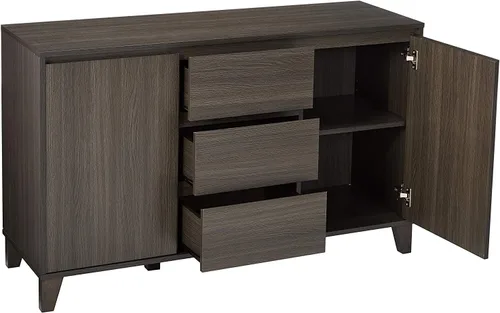Vista 4 de Kings Brand Furniture – Mesa consola de gabinete de servidor de buffet de madera, gris roble