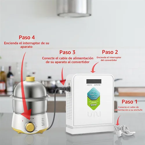 Vista 5 de UMI Step Up 110v a 220v Convertidor de voltaje 800W para Europa y Asia 220-240V Uso de electrodomésticos en EE. UU. Canadá México - Transformador