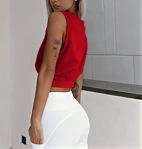 Vista 3 de iGENJUN Camisetas cortas para mujer, camisetas sin mangas de verano, casuales, para yoga, atletismo, deportivas, para mujer, camiseta sin mangas