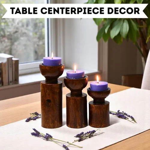 Vista 6 de Portavelas grandes para velas de pilar, estilo rústico de granja, decoración del hogar, perfecto para centros de mesa, mesa de café o chimenea