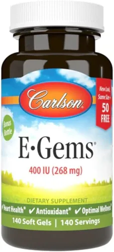 Vista 11 de Carlson - E-Gems 400 UI (268 mg), vitamina E de origen natural, bienestar óptimo, 140 geles blandos
