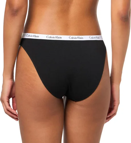 Vista 3 de Calvin Klein - Calzones bikini elásticos de algodón con logotipo de carrusel para mujer, paquete múltiple